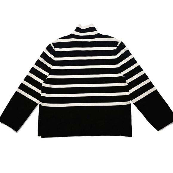 H&M Women’s Striped Turtleneck Sweater Black Ivory Fine Knit Size M - Picture 11 of 14